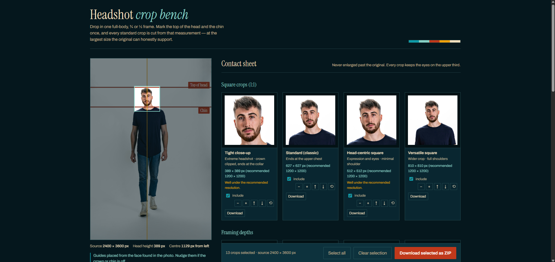 From Full-Body Portrait to Multi-Platform Headshot Suite: An Automated Workflow